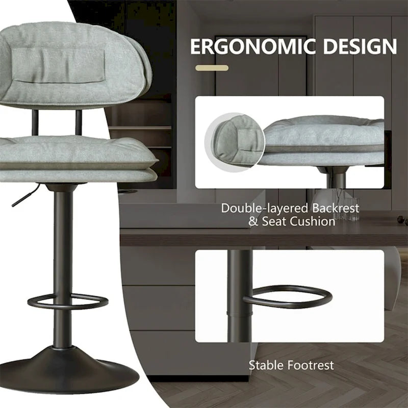 Swivel Counter Bar Stool with Back & Footrest, Set of 2, Multiple Colors