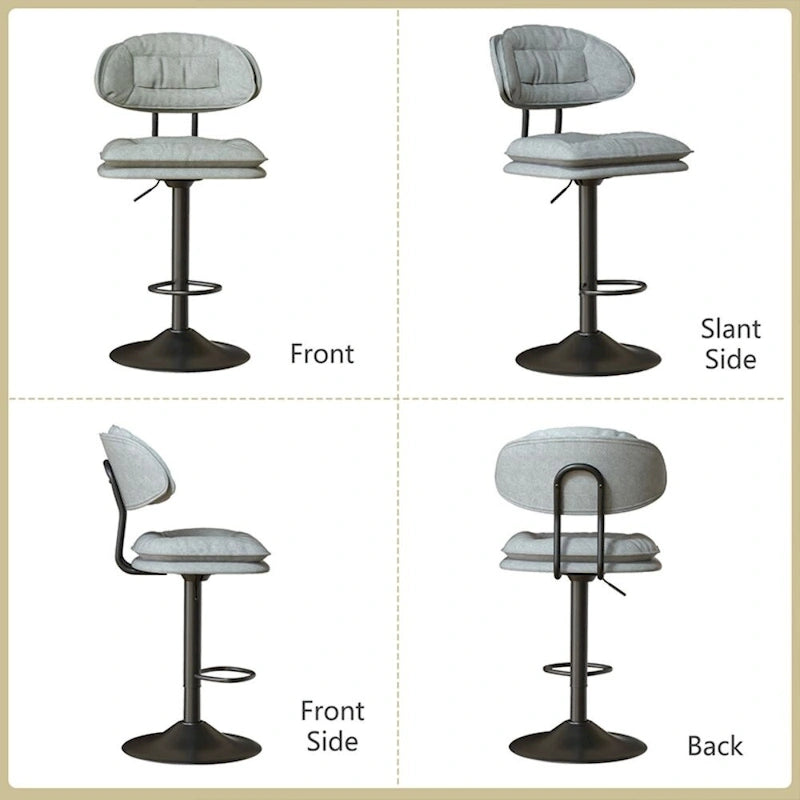 Swivel Counter Bar Stool with Back & Footrest, Set of 2, Multiple Colors