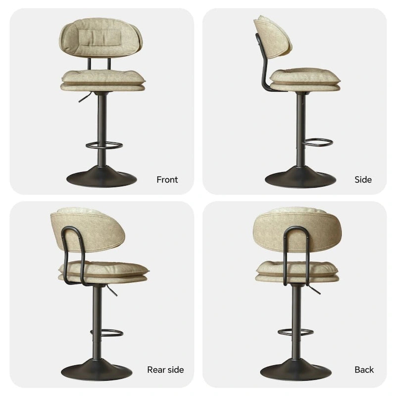 Swivel Counter Bar Stool with Back & Footrest, Set of 2, Multiple Colors