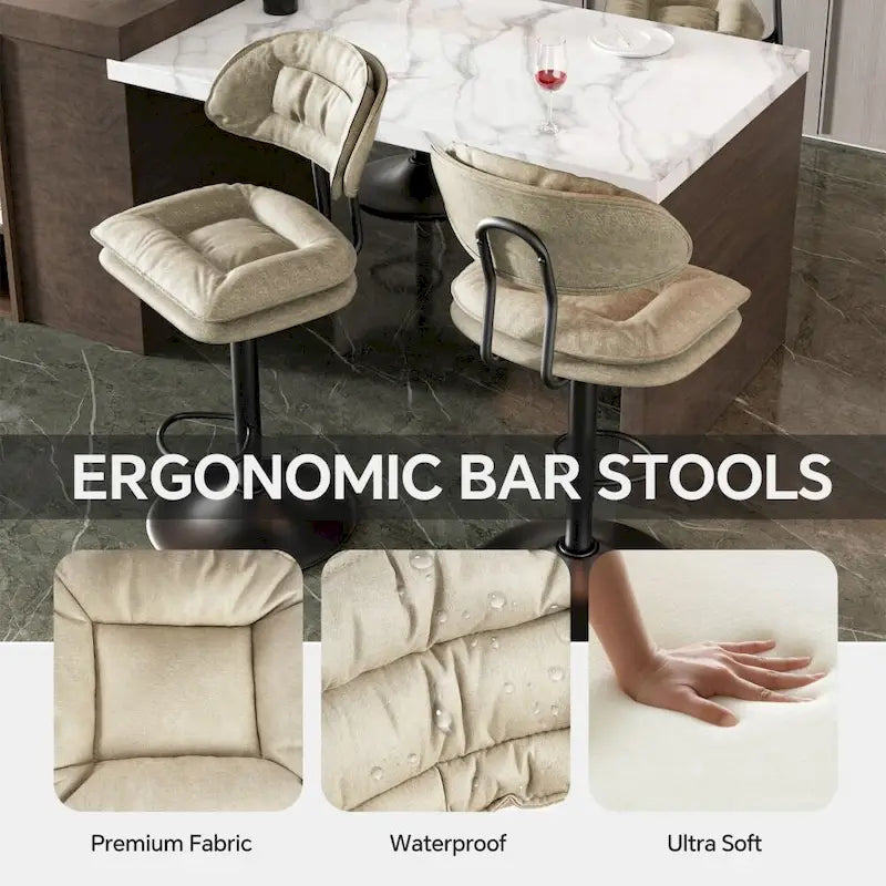 Swivel Counter Bar Stool with Back & Footrest, Set of 2, Multiple Colors