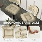Swivel Counter Bar Stool with Back & Footrest, Set of 2, Multiple Colors