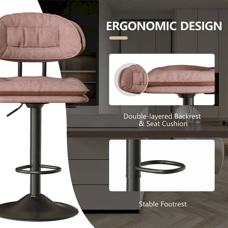Swivel Counter Bar Stool with Back & Footrest, Set of 2, Multiple Colors