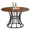 Brown/Black & White/Gold Faux Marble Round Dining Table, Seats 4–6