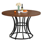 Brown/Black & White/Gold Faux Marble Round Dining Table, Seats 4–6