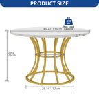 Brown/Black & White/Gold Faux Marble Round Dining Table, Seats 4–6