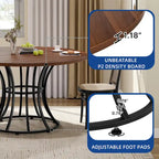 Brown/Black & White/Gold Faux Marble Round Dining Table, Seats 4–6