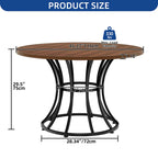 Brown/Black & White/Gold Faux Marble Round Dining Table, Seats 4–6