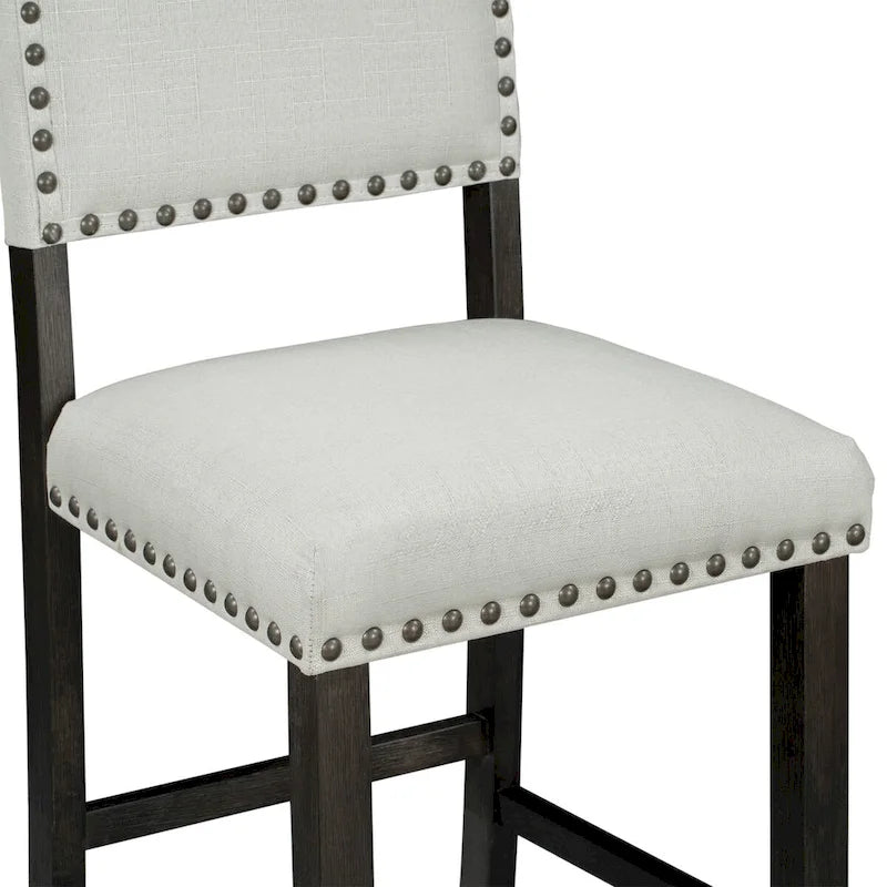 Black & Beige Counter Height Dining Set for 5 (1 Table + 4 Chairs)