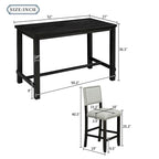 Black & Beige Counter Height Dining Set for 5 (1 Table + 4 Chairs)