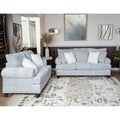 Grey Cord-Textured 2-Piece Sofa and Loveseat Set for 2–3 Seaters