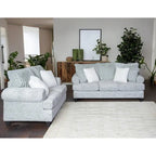 Grey Cord-Textured 2-Piece Sofa and Loveseat Set for 2–3 Seaters