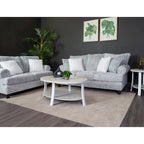 Grey Cord-Textured 2-Piece Sofa and Loveseat Set for 2–3 Seaters