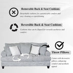 Grey Cord-Textured 2-Piece Sofa and Loveseat Set for 2–3 Seaters