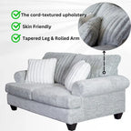 Grey Cord-Textured 2-Piece Sofa and Loveseat Set for 2–3 Seaters