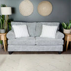 Grey Cord-Textured 2-Piece Sofa and Loveseat Set for 2–3 Seaters