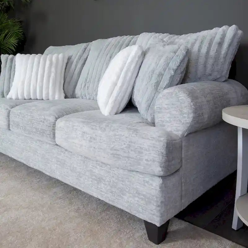 Grey Cord-Textured 2-Piece Sofa and Loveseat Set for 2–3 Seaters