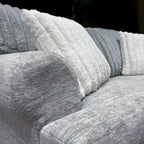 Grey Cord-Textured 2-Piece Sofa and Loveseat Set for 2–3 Seaters