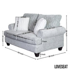 Grey Cord-Textured 2-Piece Sofa and Loveseat Set for 2–3 Seaters