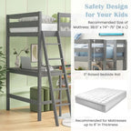 Twin Size Loft Bed with Desk, Shelf & 2 Ladders – White / Espresso / Grey, 1-Person