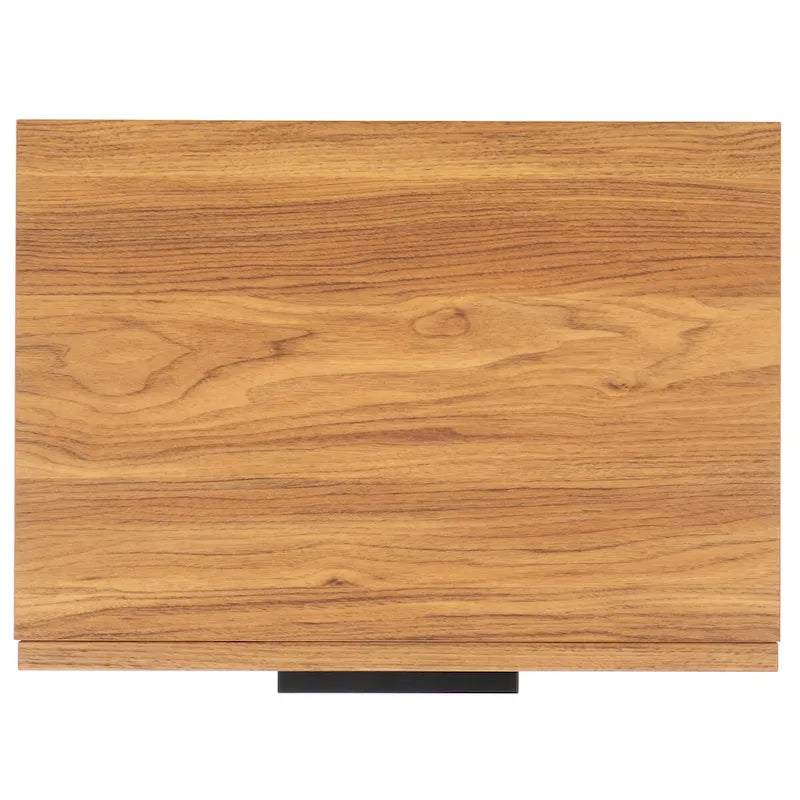 Oak/Black 2-Drawer Nightstand with Metal Legs