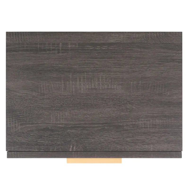 Oak/Black 2-Drawer Nightstand with Metal Legs
