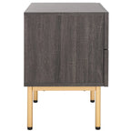 Oak/Black 2-Drawer Nightstand with Metal Legs