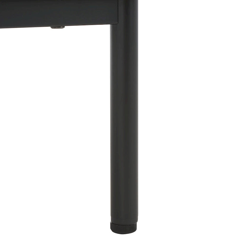 Oak/Black 2-Drawer Nightstand with Metal Legs