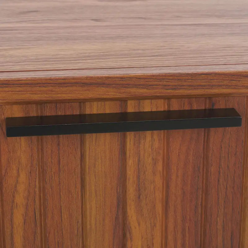 Oak/Black 2-Drawer Nightstand with Metal Legs