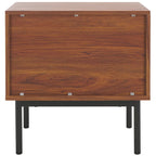 Oak/Black 2-Drawer Nightstand with Metal Legs